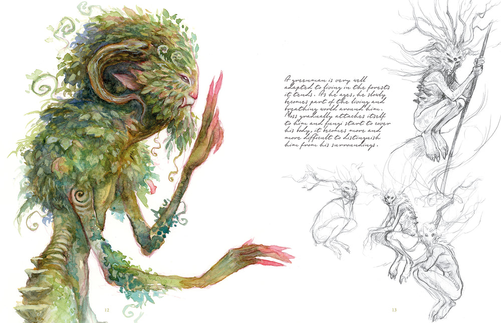 
                
                    Load image into Gallery viewer, Sample spread for the Greenmen in Faeries of the Faultlines.
                
            