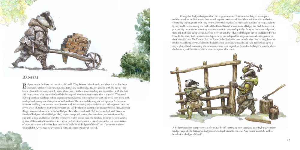 
                
                    Load image into Gallery viewer, Sample spread for Badgers in Gwelf: The Survival Guide. 
                
            